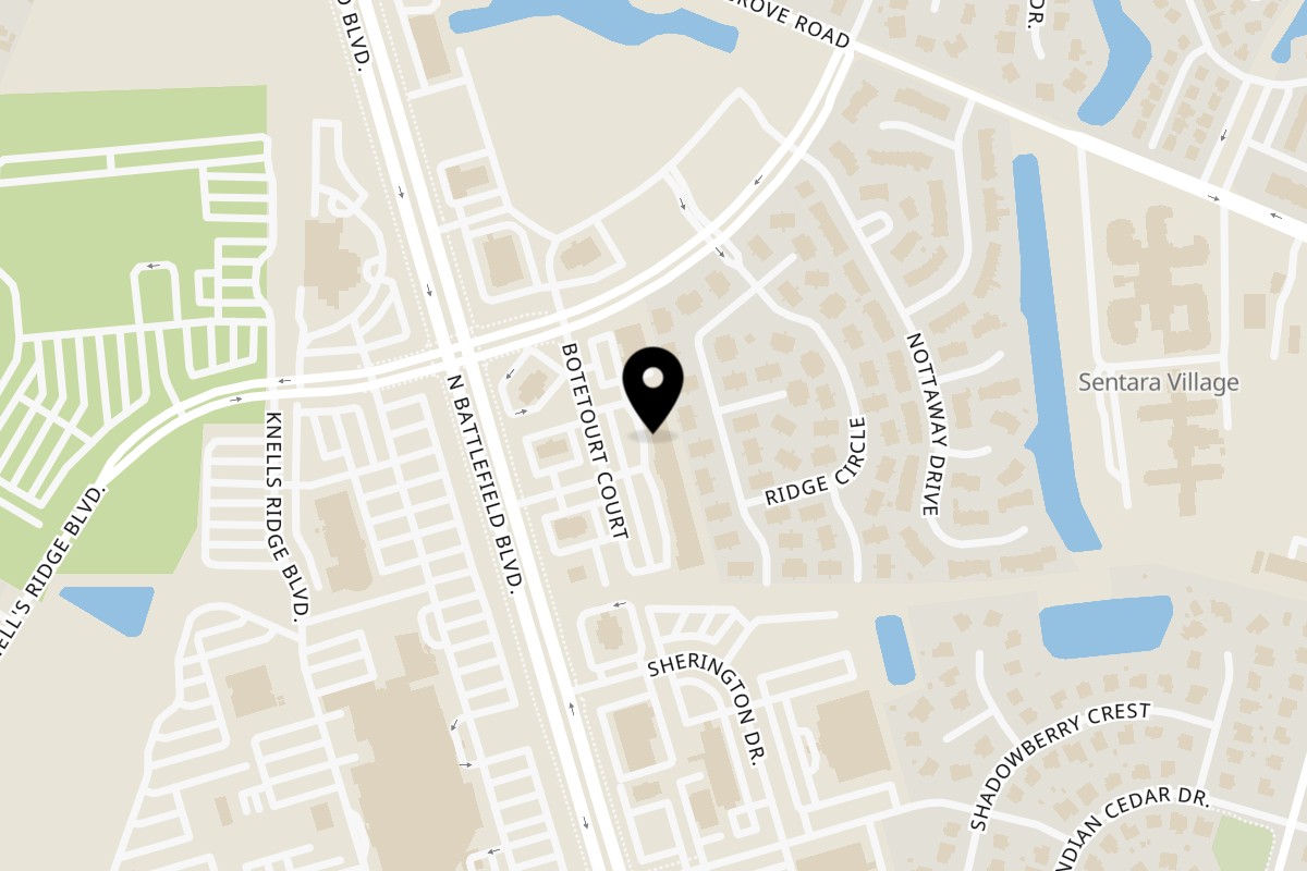 Map showing the location of Maymar Filipino Restaurant on 805 Battlefield Blvd N, Ste 107 in Chesapeake